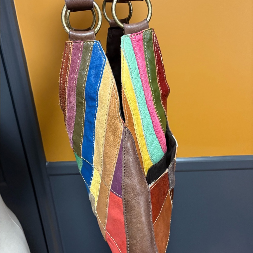Y2K Multicolor Leather Patchwork Shoulder Bag - image 5